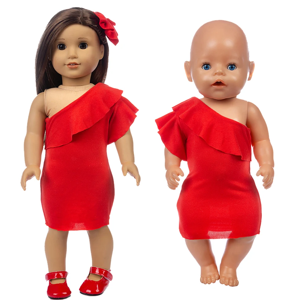 

1 шт., Красная рождественская фотоодежда, платье для 18-дюймовой американской куклы, куклы 43 см, аксессуары для кукол, подарок для игрушек
