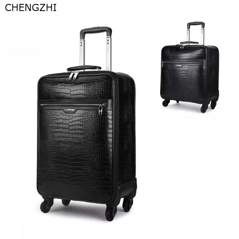 

CHENGZHI 16"18"20"22inch men cabin travel suitcase black spinner rolling luggage business boarding trolley bag on wheel