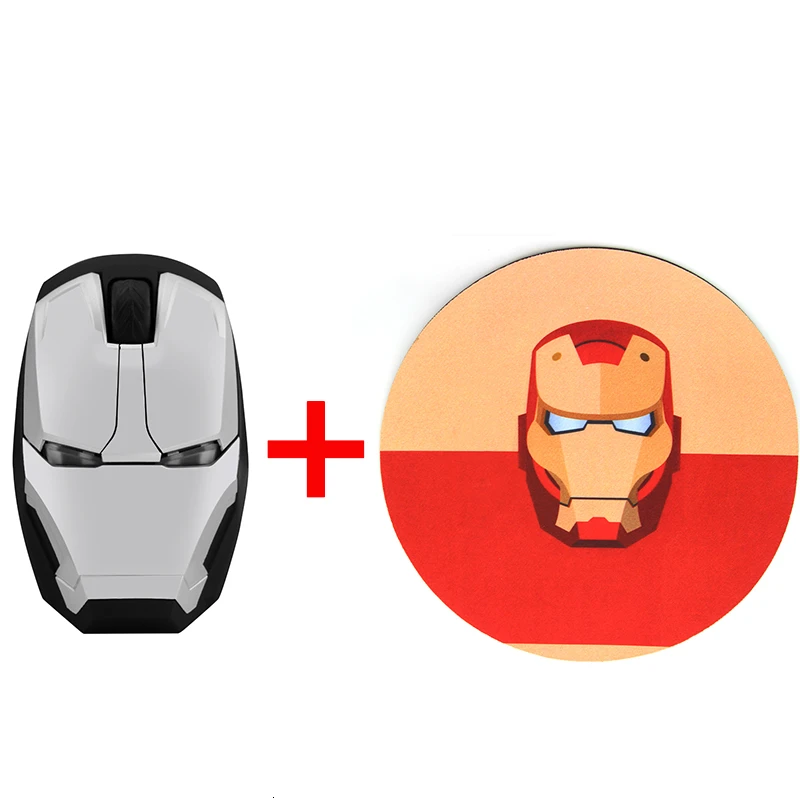Silver with Pad CHYI iron man Беспроводная Бесшумная компьютерная мышь 2,4 ГГц эргономичный оптический геймер Mause с ковриком для мыши для ноутбука Marvel Lover - Цвет: Silver with Pad