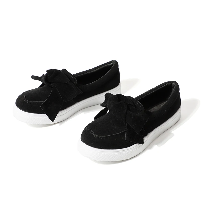 

2020 Women Loafers Plus Size Platform Slip On Bowtie Flat Shoes Sewing Casual Bowknot Shoe For Female Flock Moccasins Footwear