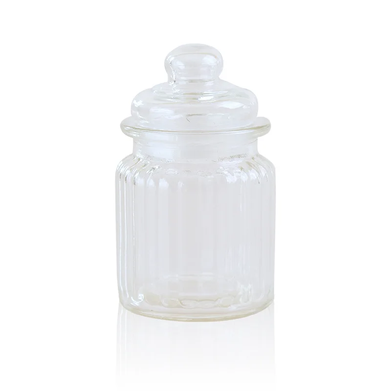 Kitchen glass airtight jar vertical striped food seasoning container jam storage | Дом и сад