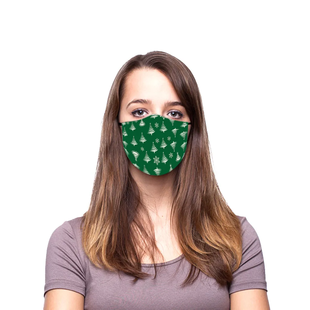 Christmas Print Face Mask For Adult Breathable Reusable Cotton Fabric Mouth Maszk Cover Mascara De Boca Balaclava Party2020 |