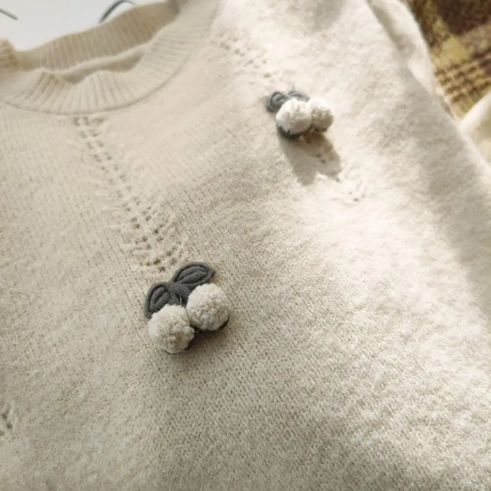 

LUX ANGNER 2020 Winter New Products Women's O- neck Sweater Handmade Chain Link Loose Sweater Female Clothes
