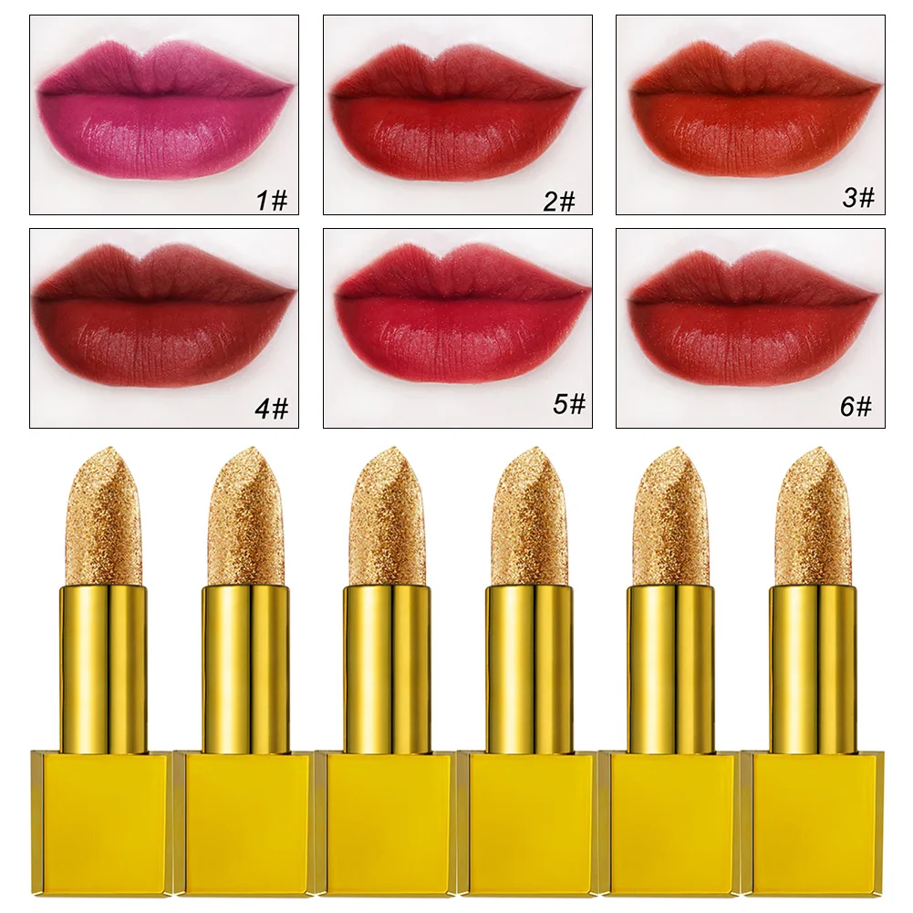 

Gold Lipstick Velvet Matte Non Stick Cup Not Easy To Fade Fashion Shiny Gold Lipstick Lip Makeup For Women Cosmetics For Face