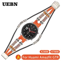 uebn 20mm 22mm for samsung gear s2 s3 leather retro strap diy bracelet for huami strap amazfit gtsgtr 42mm 47mmbip watchbands
