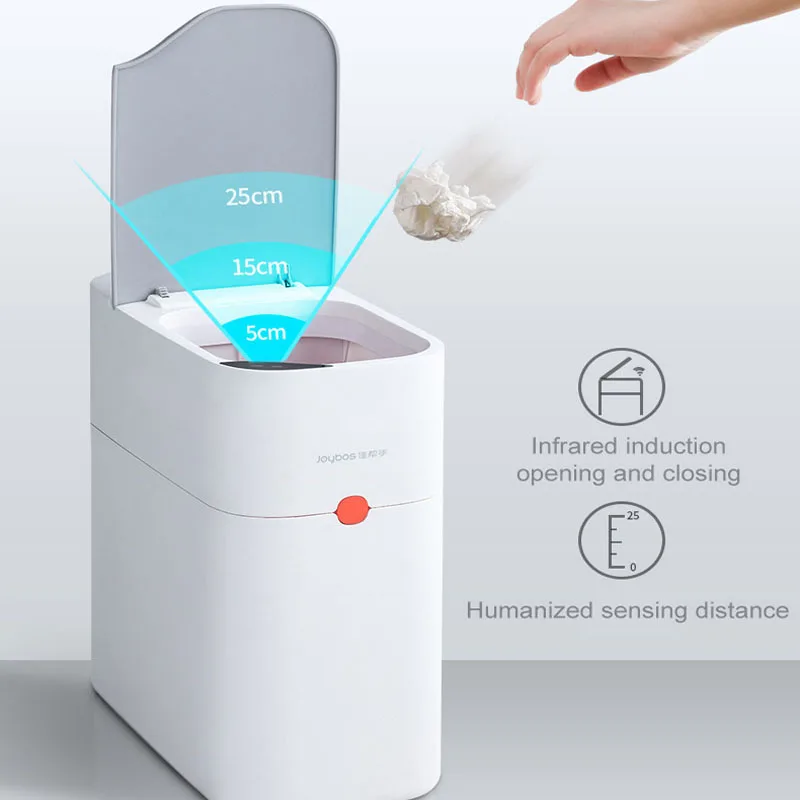 Joybos-cubo de basura de inducci&oacute;n inteligente, cubo de basura autom&aacute;tico para ba&ntilde;o y cocina, cubo de basura el&eacute;ctrico t&aacute;ctil, cesta de papel-0