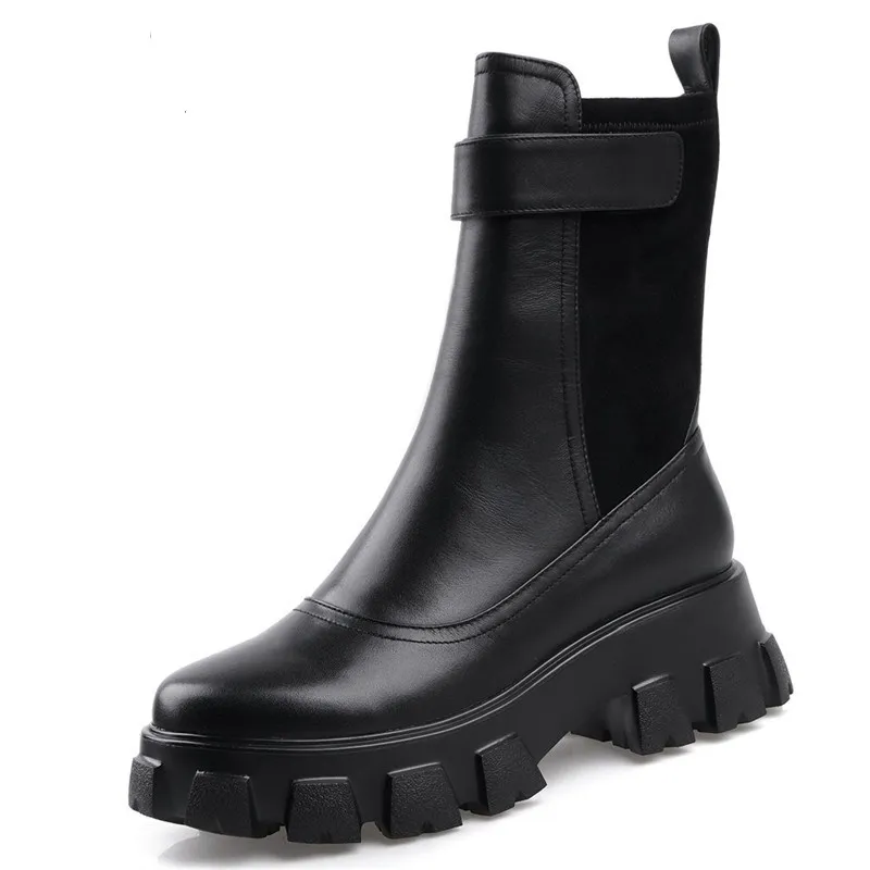 

Женские ботильоны на платформе и массивном каблуке, из натуральной кожи