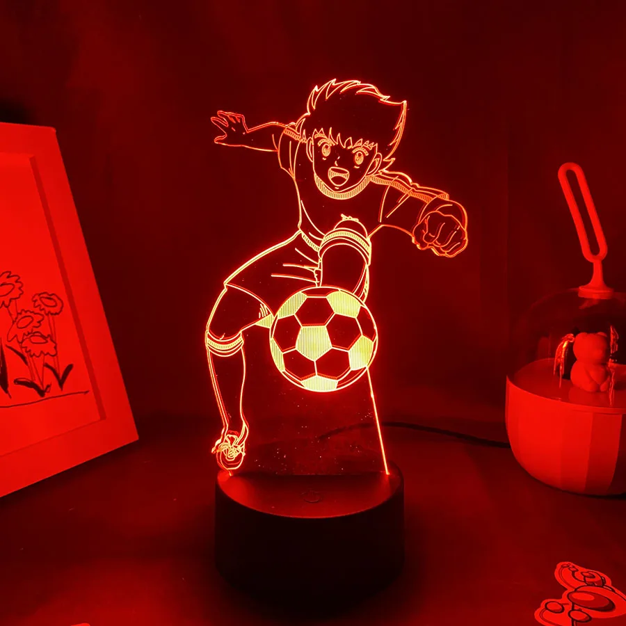 3D Светодиодная аниме-фигурка капитана Цубаса неоновый ночник Otaku рождественский