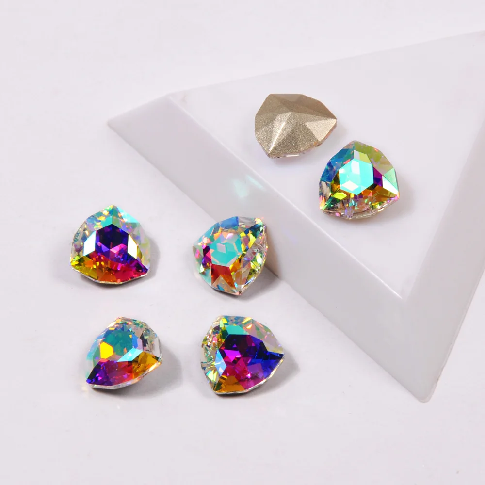 

YANRUO 4706 High Quality Nail On Rhinestones AB Color Glass Crystal Material 7mm 12mm 17mm Popular Stone For DIY Nails Art Gems