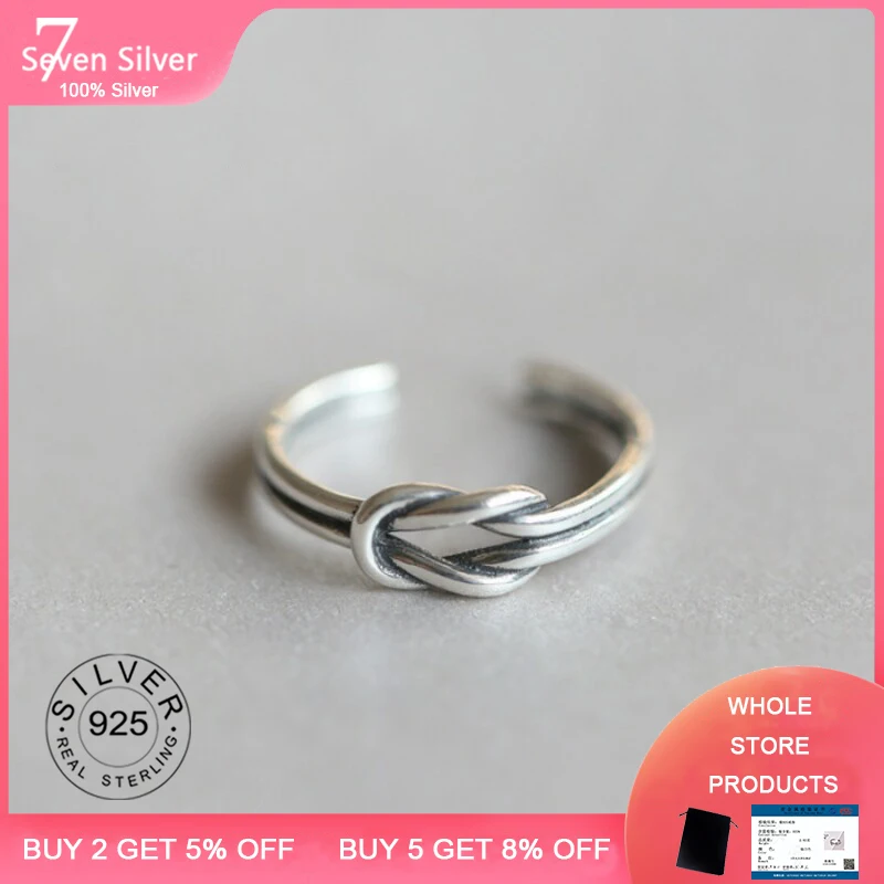 

New Simple Aesthetic knots vintage 925 Sterling Silver Jewelry Leaf Popular Not Allergic Opening Rings