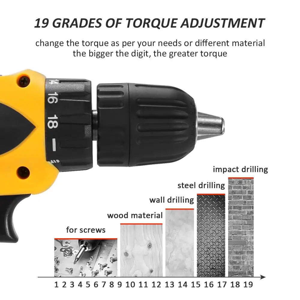 Аккумуляторная электрическая дрель с литиевой батареей 12 В профессиональная