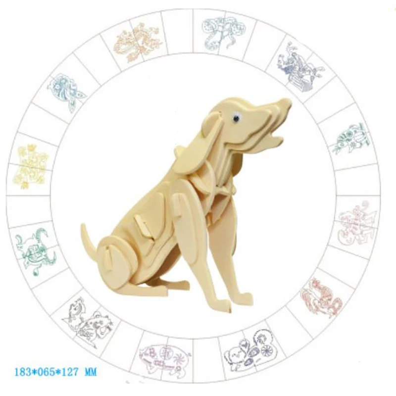 QUINEE OX 12 зодиака маленькая 3D головоломка деревянная имитация мозаика игрушка