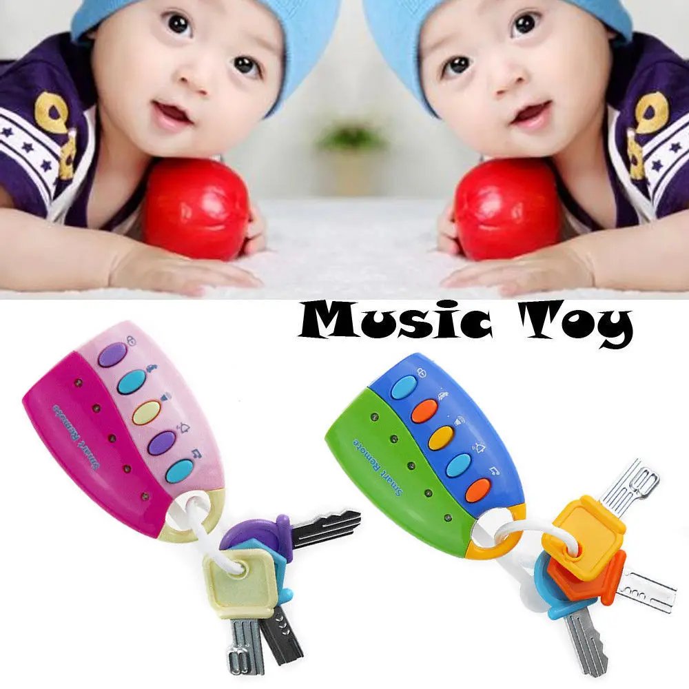 

Musical Car Key Toy Non-Toxic Smart Remote Sound and Light Pretend Keychain Toy for Baby