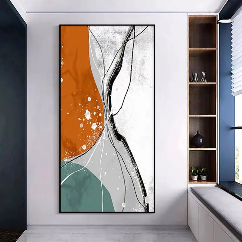 

Абстрактная ручная роспись цветных блоков Масляные картины настенное Искусство Декор плакаты и современные картины гостиная скандинавски...