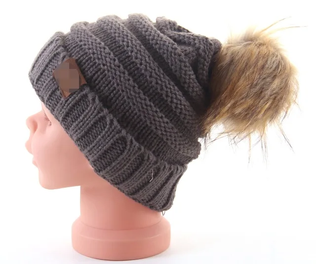 dark gray with tag Зимние шапки для детей, теплая шапочка-бини, вязаные шапочки, свободные шапки для девочек, милые вязаные шапочки Skullies для мальчиков, Детская мешковатая шапка s - Цвет: dark gray with tag