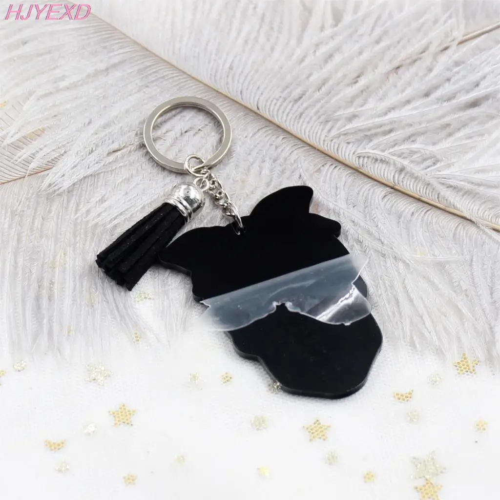 Брелок с черепом и лентой подарок на Хэллоуин для нее черный блестящий акриловый