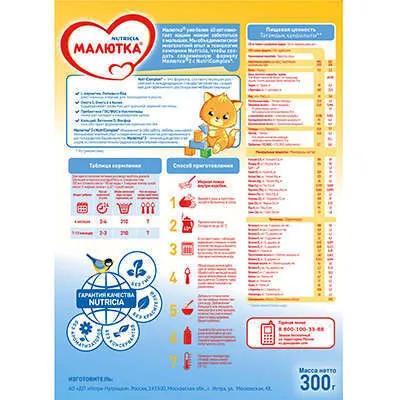 Молочная смесь Малютка 2 с 6 мес 300 гр