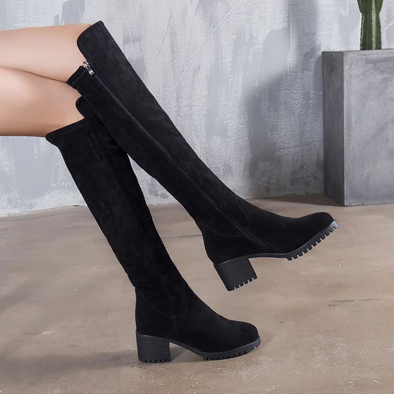 Johnature/Сапоги выше колена из натуральной кожи женская обувь с круглым носком