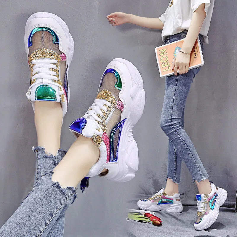 Новинка сезон осень спортивная обувь женские белые кроссовки с дышащей сеткой