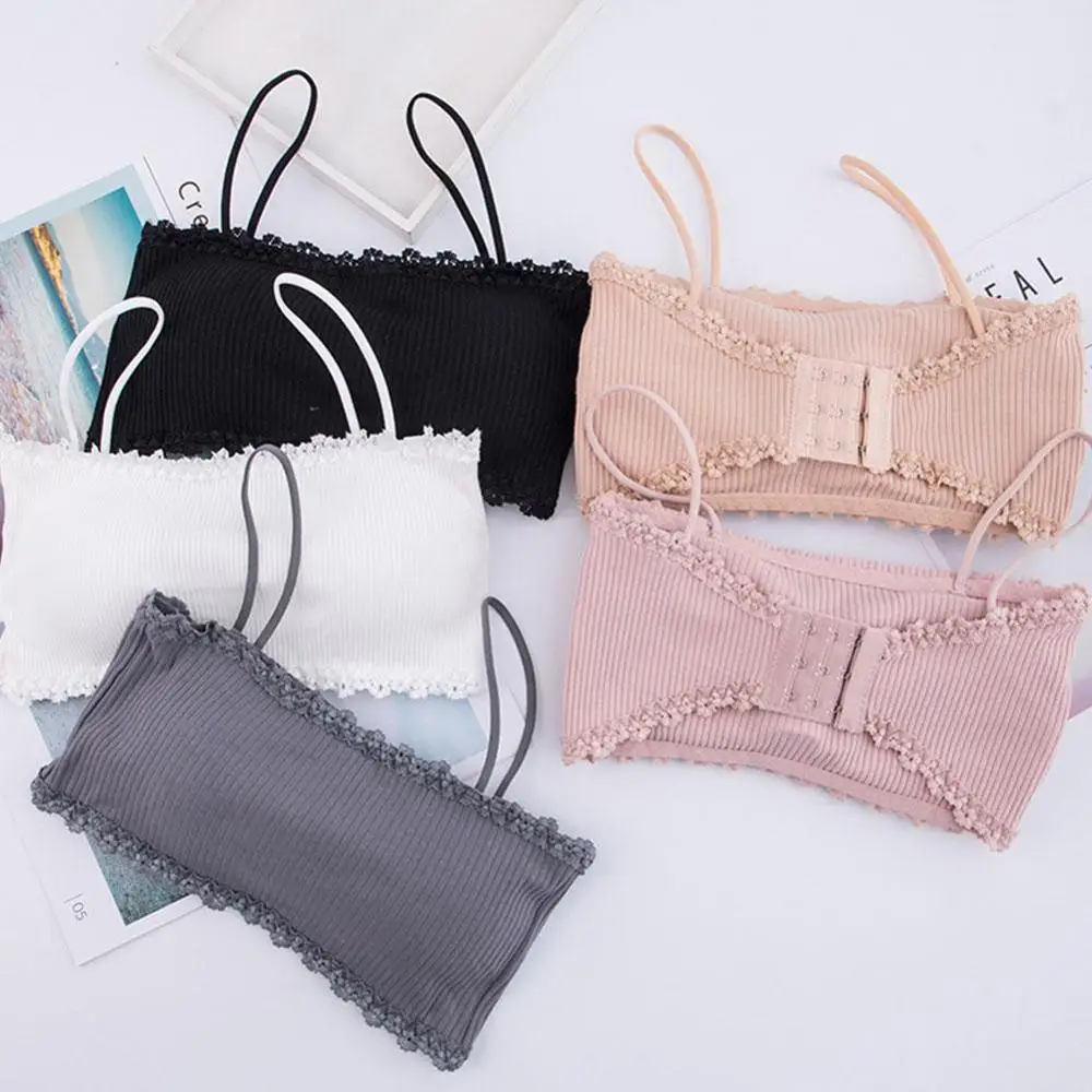 Women Bralette Crop Top Back Closure Bra Chest Pad Underwear Girls Strapless Tube Top