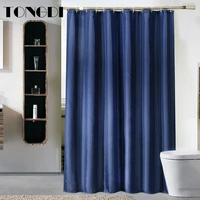 tongdi thickened shower curtain waterproof eco friend modern solid navy blue elegant quick drying for bathroom washroom home