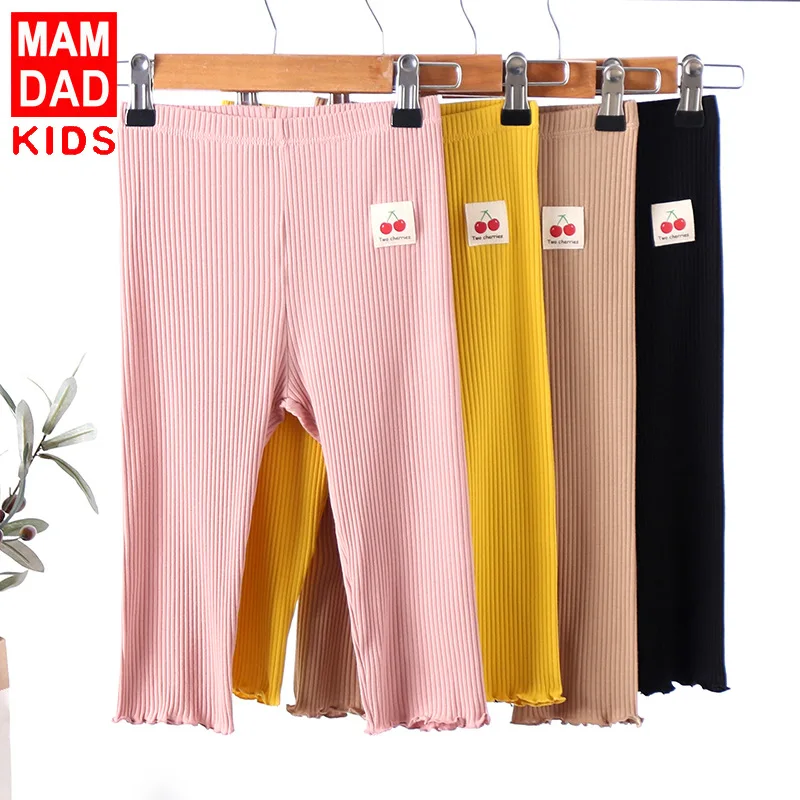 Леггинсы для девочек на весну-лето хлопковые облегающие брюки с эластичным