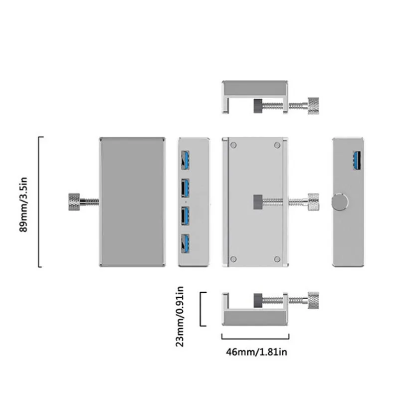 

ORICO USB Hub USB 3.0 HUB Charging Hub Professional Clip Design Aluminum Alloy 4 Ports Portable Size Travel Station for Laptop
