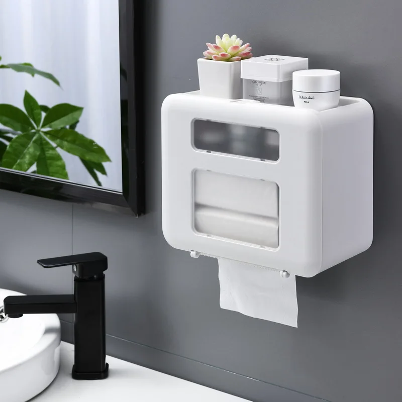 4 Color Double Layer Toilet Paper Holder Tissue Box Wall Mount Multifunction Waterproof Bathroom Storag Durable Home | Дом и сад