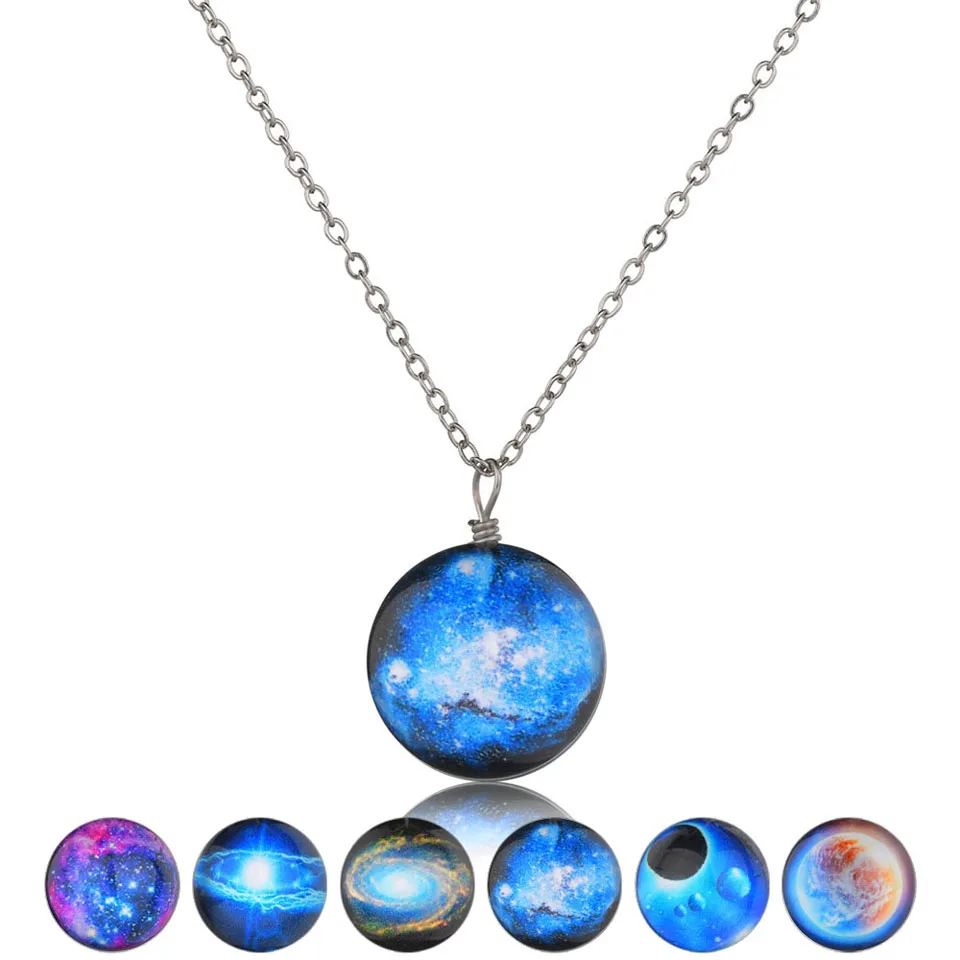 Двустороннее ожерелье с подвеской в виде вселенной и планеты|Ожерелья подвеской|