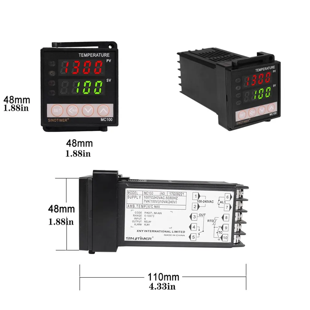 

0-10V Analog Output Universal Thermocouple PT100 Input Digital PID Temperature Controller Thermostat For Heat Cool With Alarm