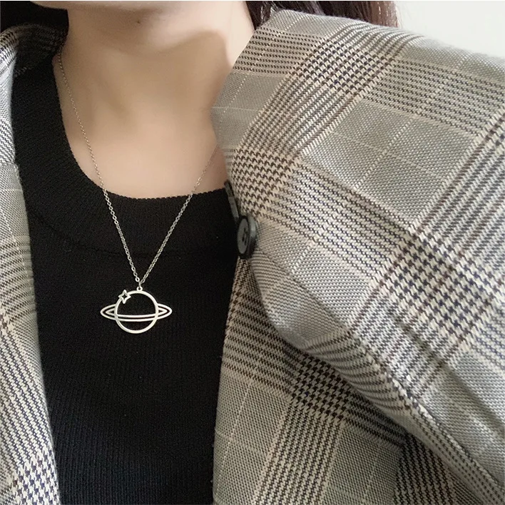 

Trendy Creative Planet Necklace Stainless Steel Personality All Match Men&Women Couple Necklace Fashion Gift Jewelry