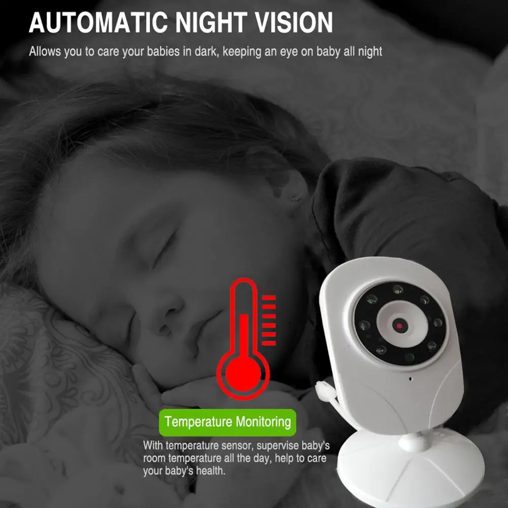 

Wireless Baby 2.4G Camera Night Vision Two-Way Audio 2.4 Inch Baby Monitor LCD Display Temperature Detection Function Baby Monit