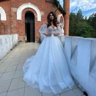 Милое Платье из прозрачного фатина с отрывным рукавом, свадебное платье 2021, свадебное платье
