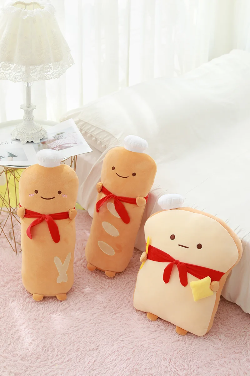 

Simulation Bread Plush Toy toast Baguette Soft Stuffed Pillow Cushion Doll Bedding For Adults Kids high quality gift for kids