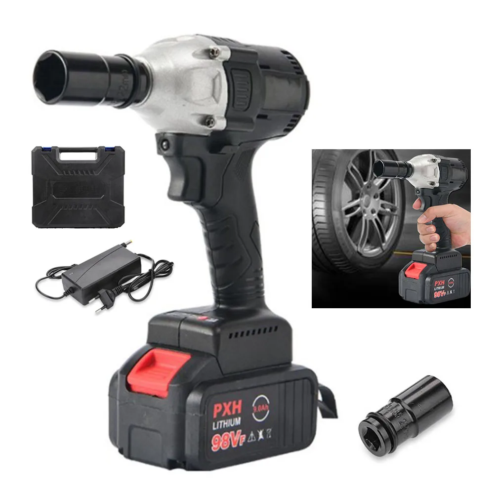 Llave de impacto de bater&iacute;a de litio recargable, sin escobillas, 98V, est&aacute;ndar de EE. UU.-0