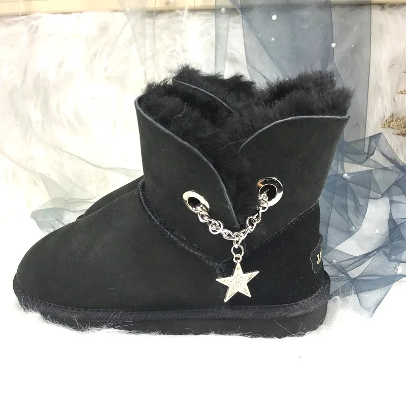 Женские сапоги из натуральной овечьей кожи зимние до середины икры с двумя