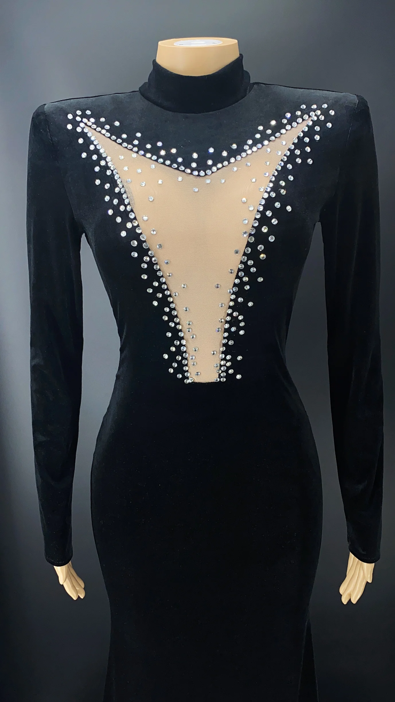 Black Mesh Backless Fashion Velvet Evening Celebrate Long Train Dress Women Prom Outfit Birthday Big Tail Costume | Тематическая