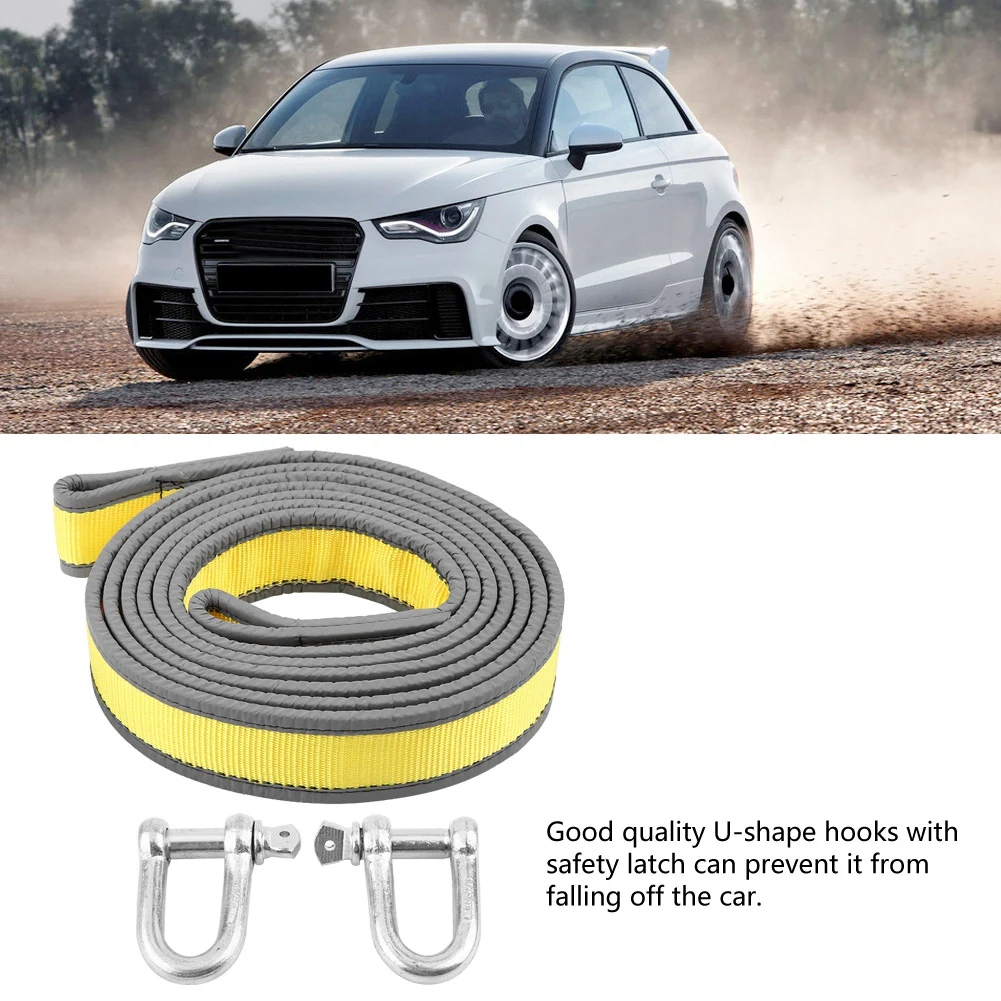 4M 8 Tons Car Trailer Towing Rope Two sides equipped night vision light reflection strip U-shape Hooks For Truck SUV | Автомобили и