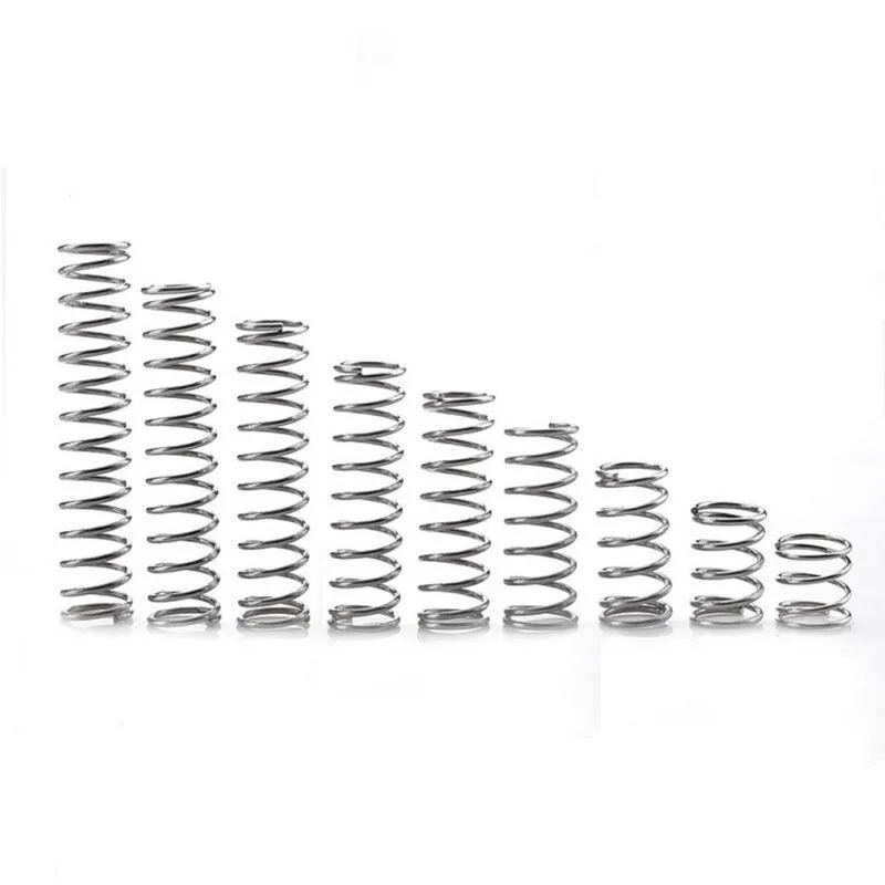 10pcs/bag 304 Stainless Steel Spring Compression Pressure Springs Wire Dia0.2mmOutside Dia1.5mmLength 5-50mm