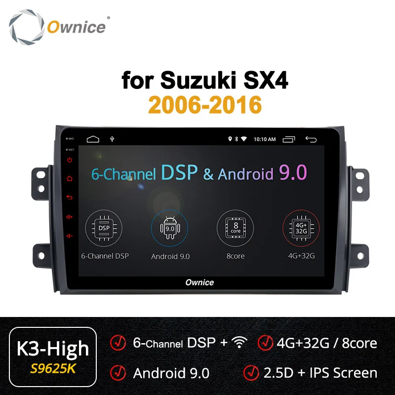 S9625 K3-High Ownice Android 9,0 автомобиля DVD k3 k5 k6 для Suzuki SX4 2006 2007 2008 2009 2010 2011 2012- автомобиль радио gps навигации 4 г пусть DSP - Цвет: S9625 K3-High