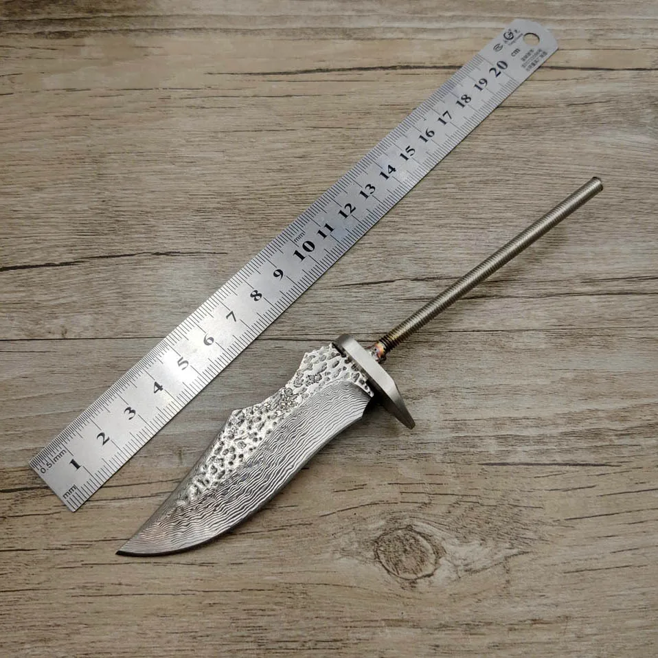X-10DP DIY VG10 Дамасская сталь ковка шаблон стальной прямой нож с фиксированным лезвием заготовка diy полуфабрикат нож заготовки стали - Цвет: X-10DP