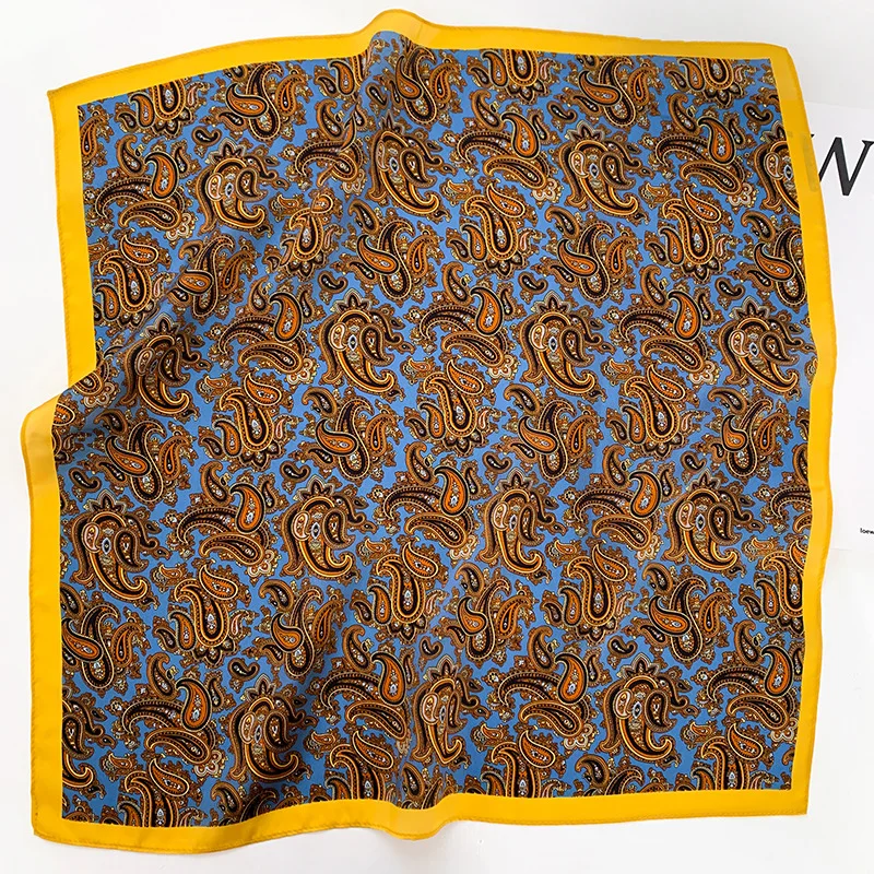 53cm 100% Silk Satin Hair Scarf For Women Handkerchief Printed Bag Female Square Head Bandana Small Neck Scarves Ladies 2023 |