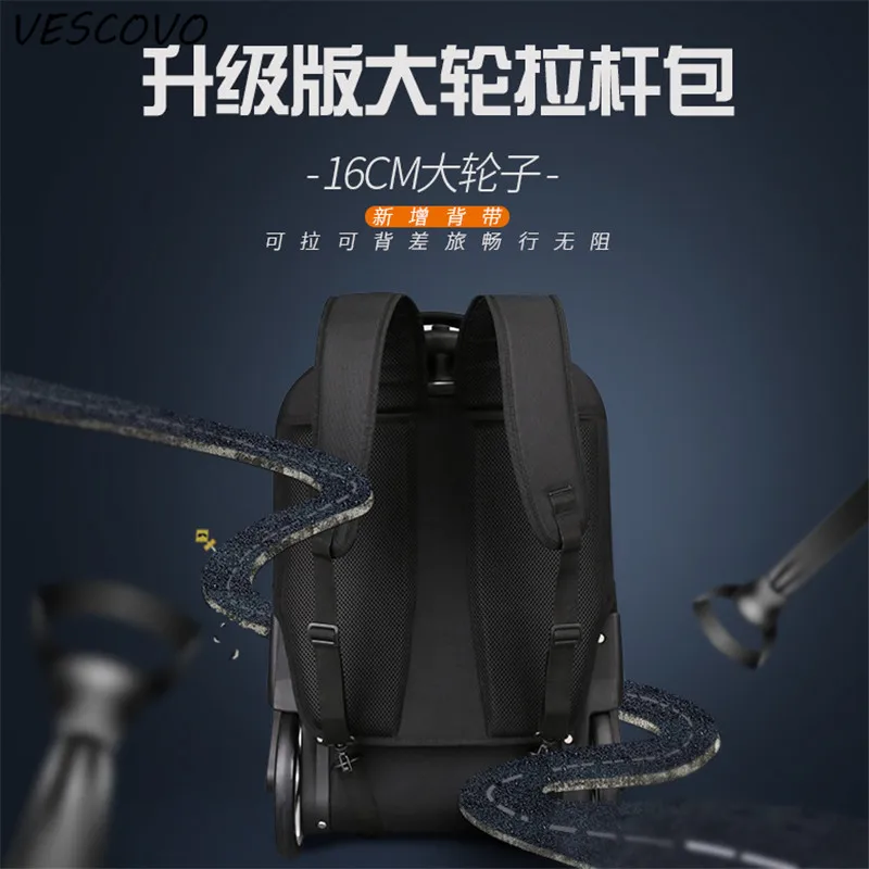 Мужской водонепроницаемый рюкзак VESCOVO чемодан на колесиках из ткани Оксфорд для