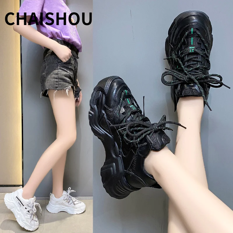 

Женские массивные кроссовки ST200, Вулканизированная подошва, высокая платформа, на шнуровке, повседневная спортивная обувь, белые, размер 43