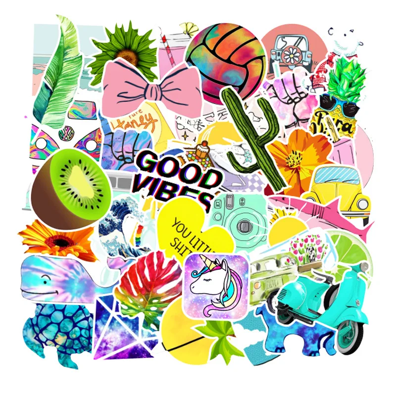 100 шт. Мультяшные простые милые Веселые наклейки для девочек игрушки чемодан