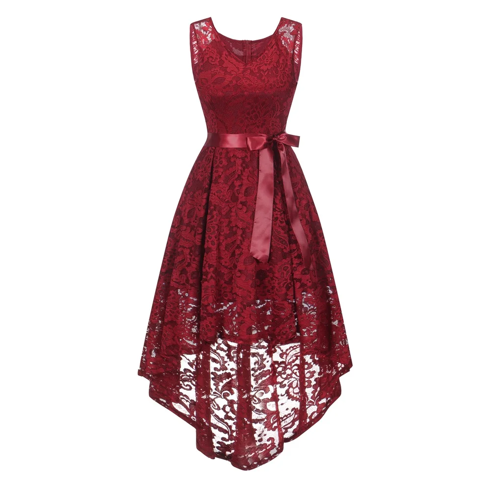 Длинное летнее кружевное платье без рукавов с цветочным рисунком асимметричное