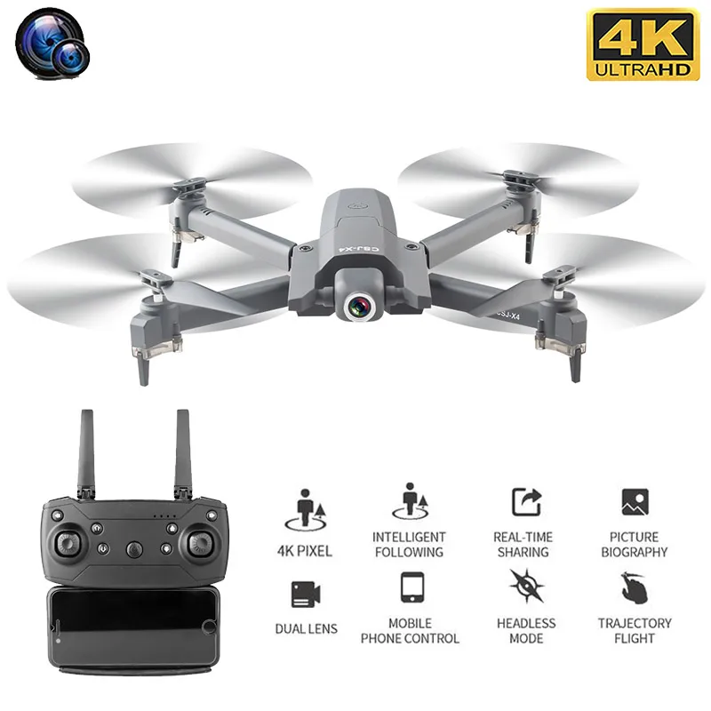 X4 дрона с дистанционным управлением оптическим позиционированием 4K HD двойной