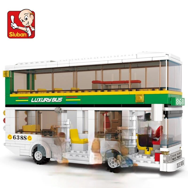 

Sluban 0331 403Pcs Double-Decker Bus Building Block Sightseeing Bus Block Eductional DIY Bricks Toys Gifts Compatible Blocks Toy