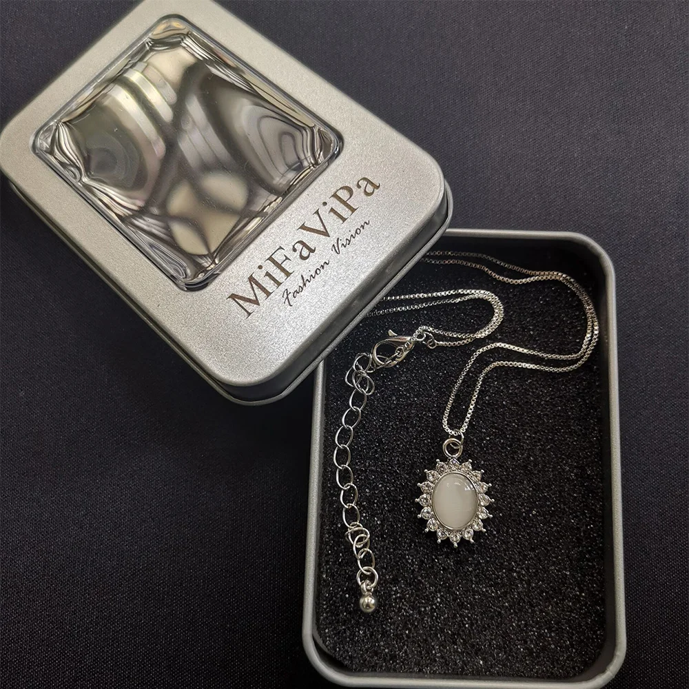 

MiFaViPa Jewelry Cat Eye Color Necklace Female New Korean Clavicle Chain Simple Rose Gold Color Temperament Wholesale Necklace