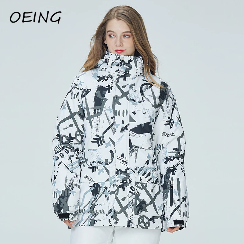 

Winter Couples korean fashion ski jacket print Waterproof warm snowboarding coat